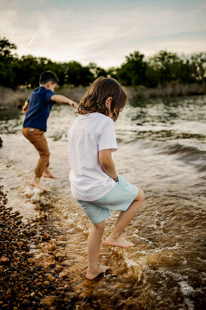 Two boys from Southlake Texas play in the water at Lake Grapevine.