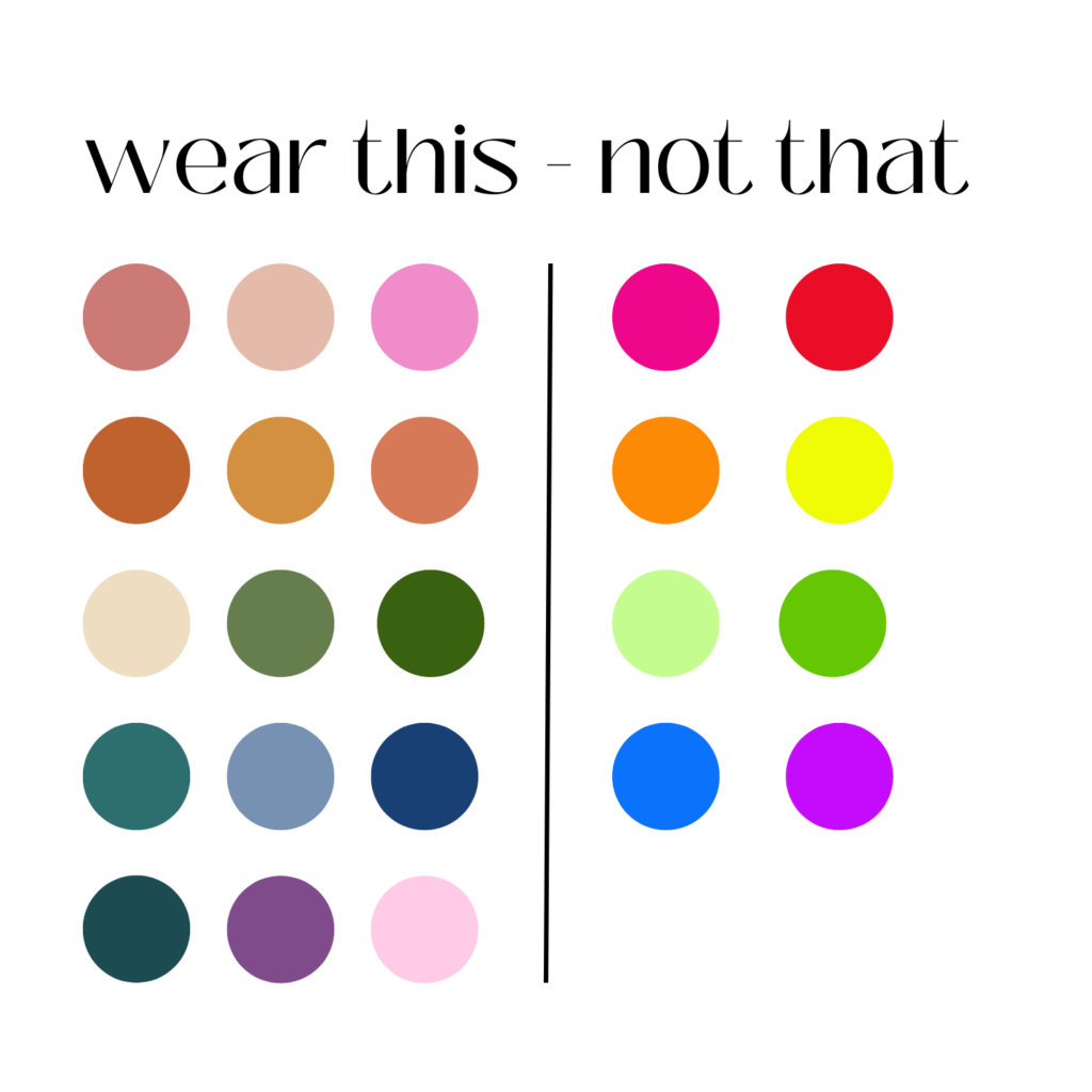 The best colors to wear for a photo session are shown here.