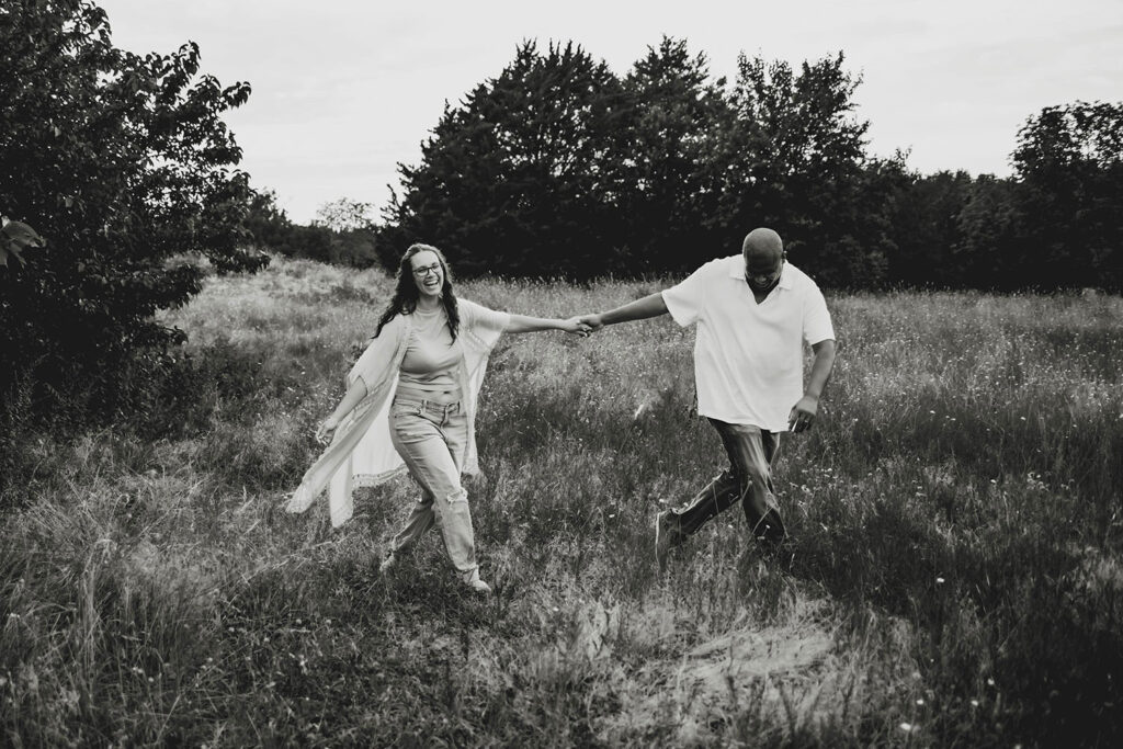 husband and wife in the field of Arbor Hills in Plano Texas